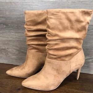 JCPenney Camel Suede Heeled Boots